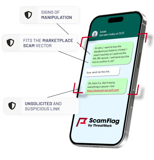 ScamFlag scam detection result on a mobile device